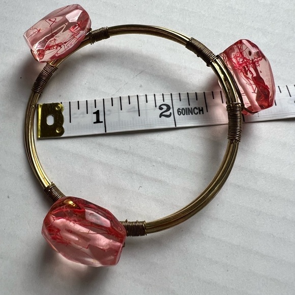 PINK Wire Wrapped Bangle Bracelet - Picture 2 of 8